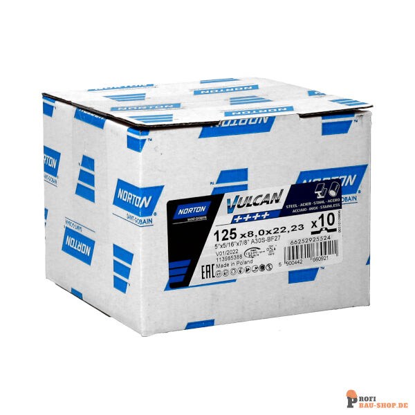 nortonschleifmittel/NORTON_schleifmittel_66252925524 Norton VULCAN  Portable grinding wheels 125x8x22.2mm 30 GRIT_122555